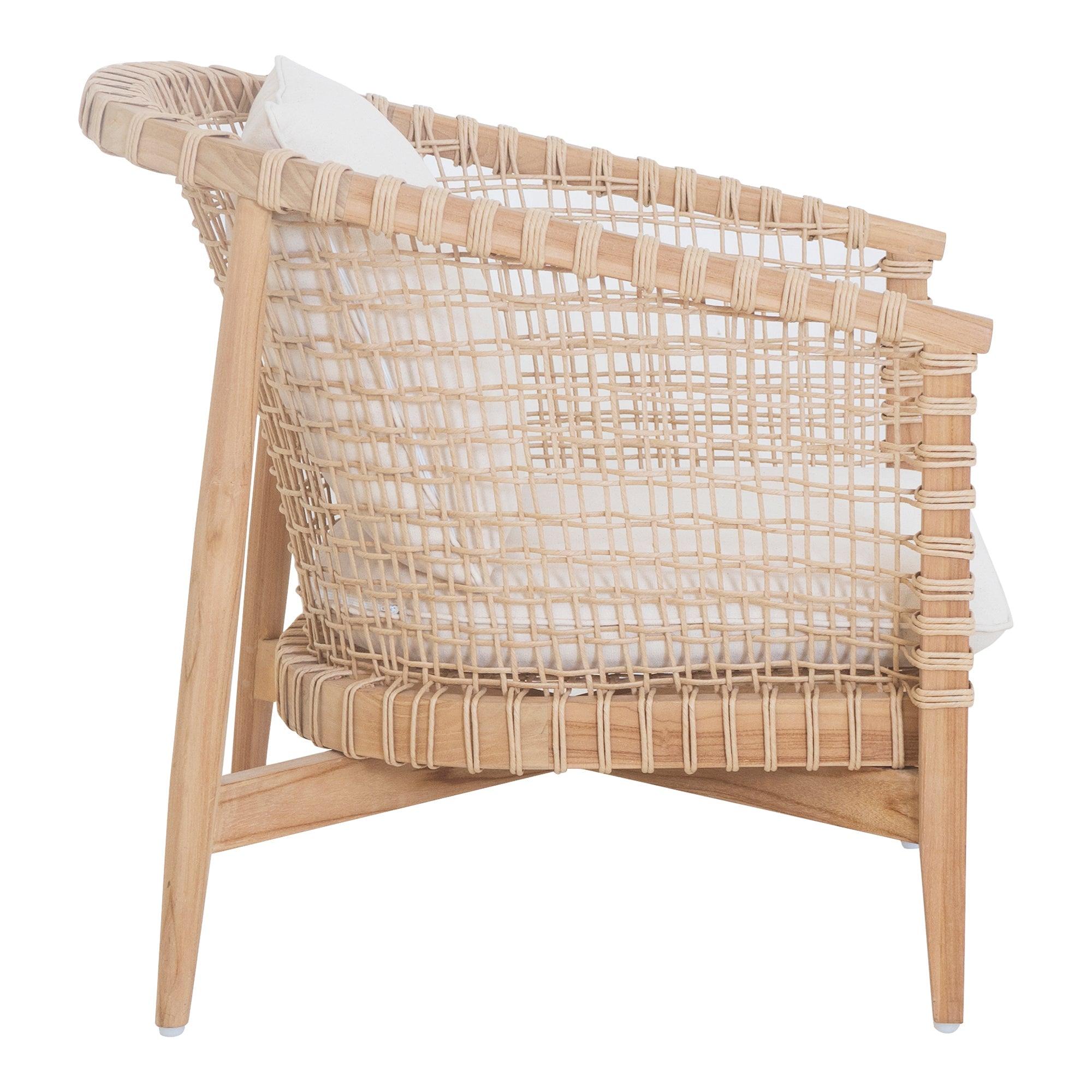 LOOMLAN Outdoor - Kuna Solid Teak Frame with Lloyd Loom Weave Outdoor Chair - Outdoor Lounge Chairs