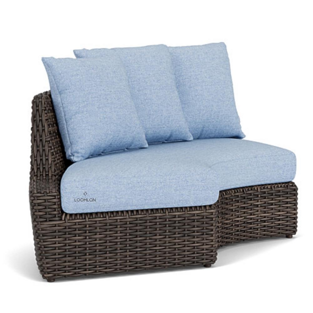 LOOMLAN Outdoor - Largo Left Arm Curved Sofa Sectional All Weather Wicker Furniture - Outdoor Modulars