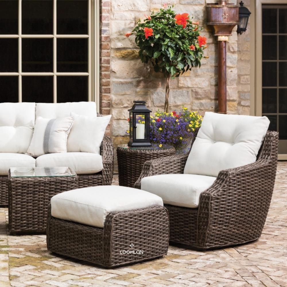 LOOMLAN Outdoor - Largo Lounge Chair All Weather Wicker Furniture Made in USA Lloyd Flanders - Outdoor Lounge Chairs