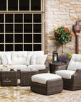 LOOMLAN Outdoor - Largo Ottoman All Weather Wicker Furniture Made in USA Lloyd Flanders - Outdoor Ottomans