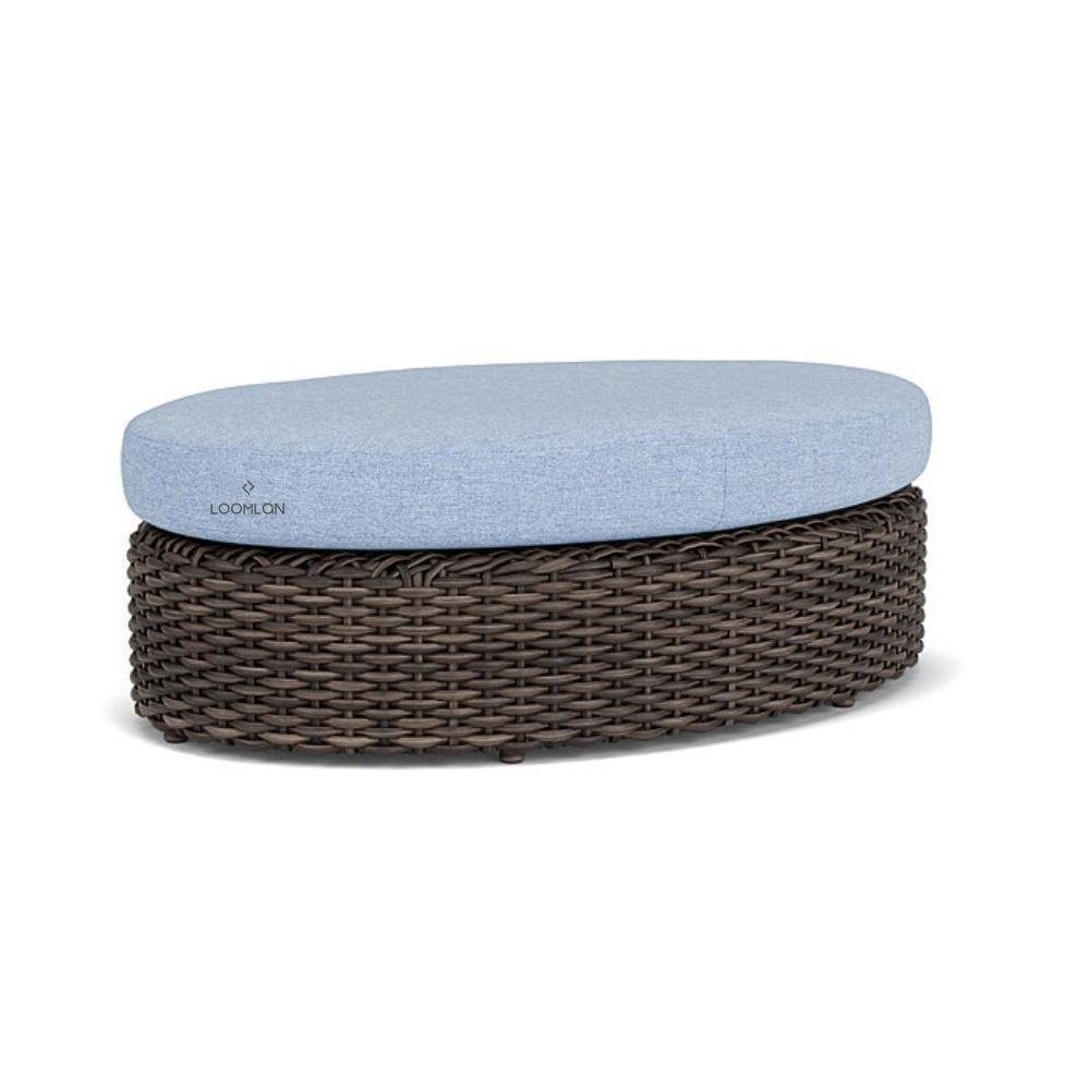 LOOMLAN Outdoor - Largo Oval Ottoman All Weather Wicker Furniture Made in USA Lloyd Flanders - Outdoor Ottomans