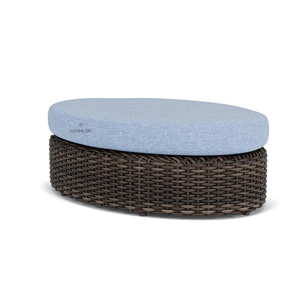 LOOMLAN Outdoor - Largo Oval Ottoman All Weather Wicker Furniture Made in USA Lloyd Flanders - Outdoor Ottomans