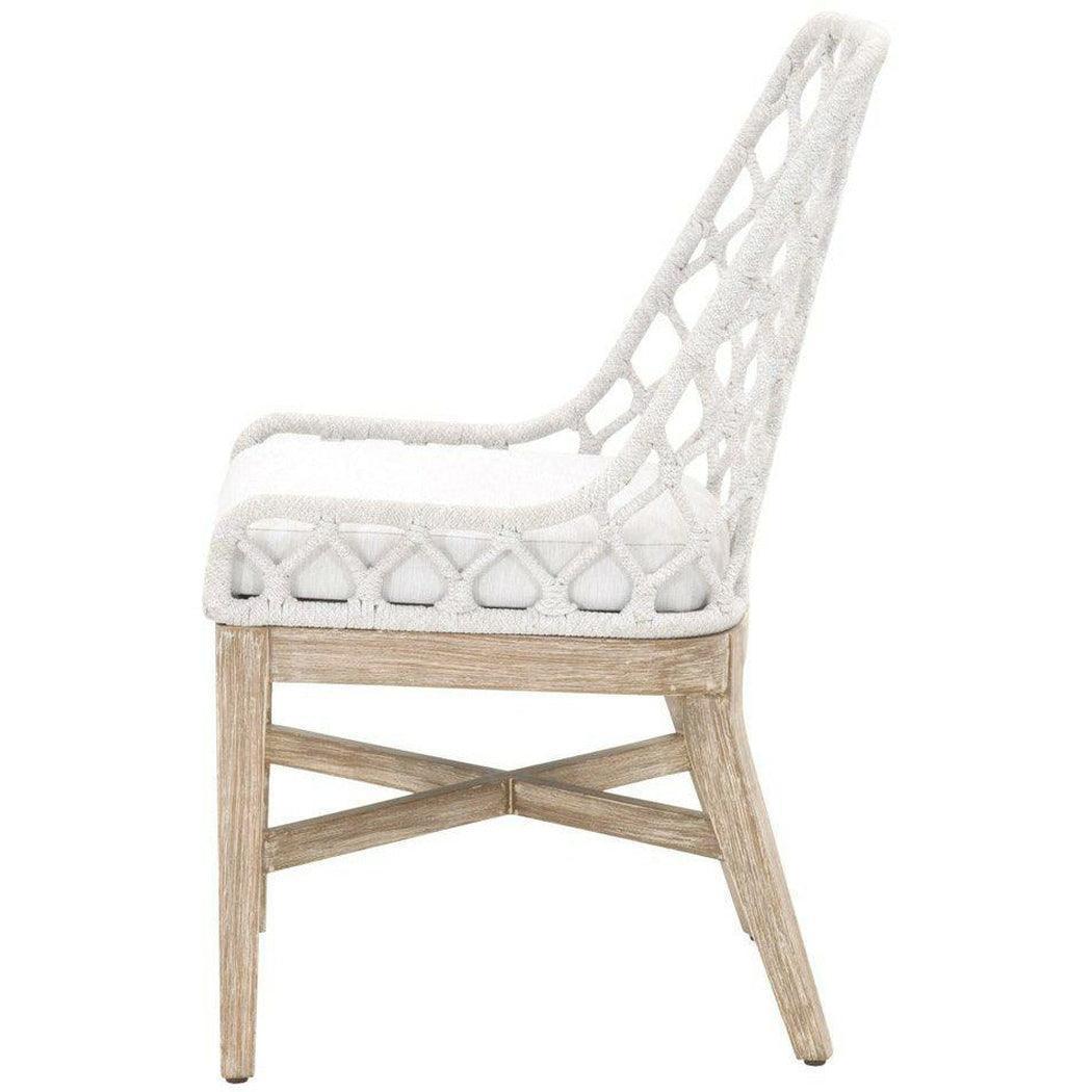 LOOMLAN Outdoor - Lattis Outdoor Dining Chair White Speckle Rope &amp; Seat Gray Teak - Outdoor Dining Chairs