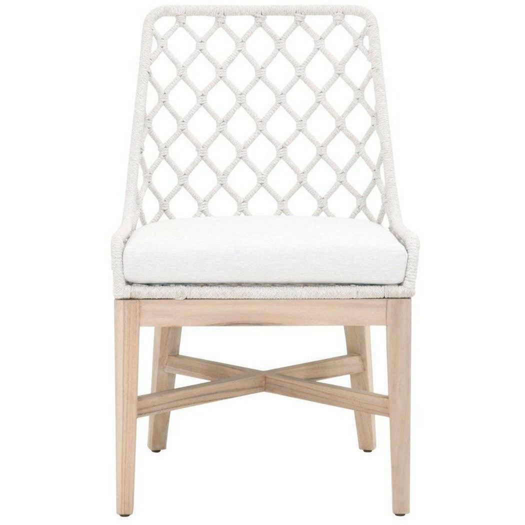 LOOMLAN Outdoor - Lattis Outdoor Dining Chair White Speckle Rope & Seat Gray Teak - Outdoor Dining Chairs