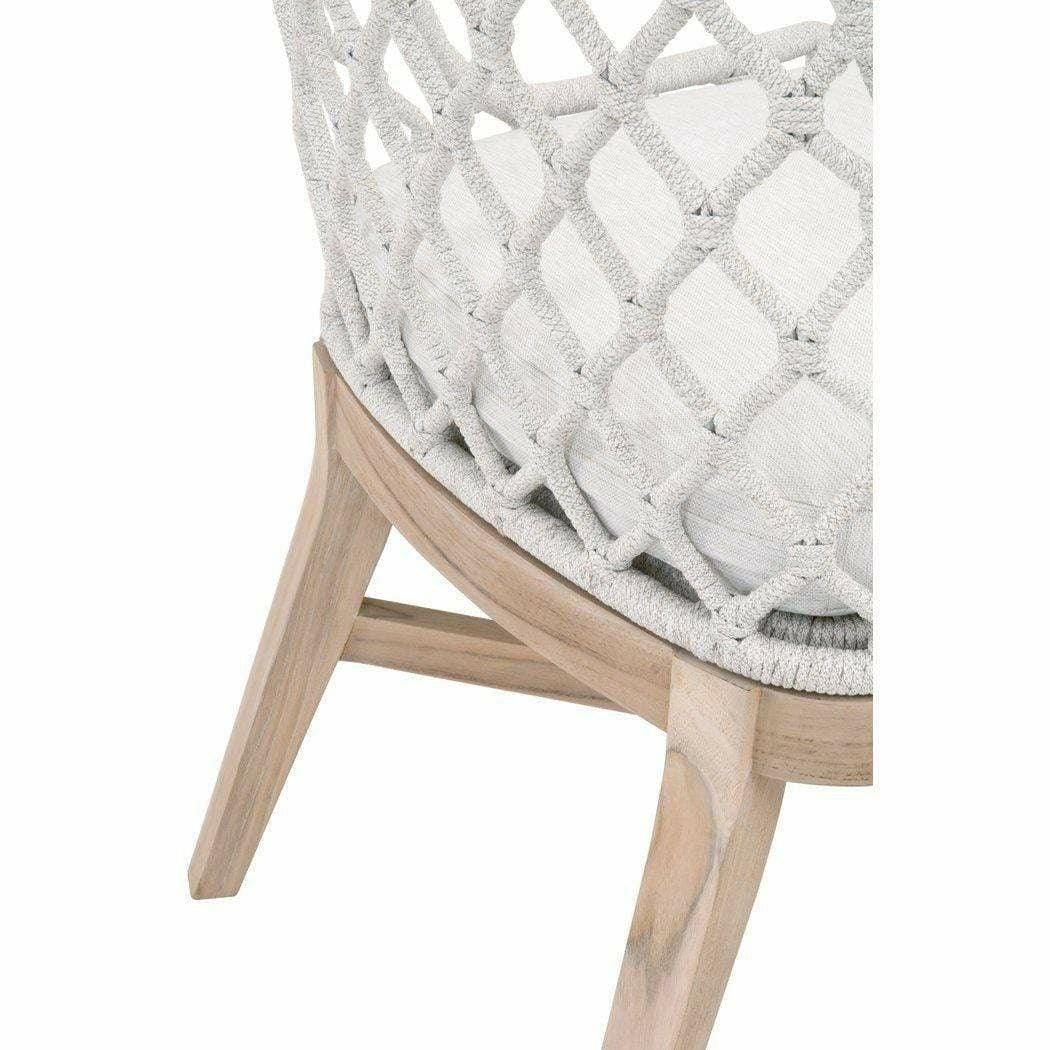 LOOMLAN Outdoor - Lattis Outdoor Dining Chair White Speckle Rope &amp; Seat Gray Teak - Outdoor Dining Chairs