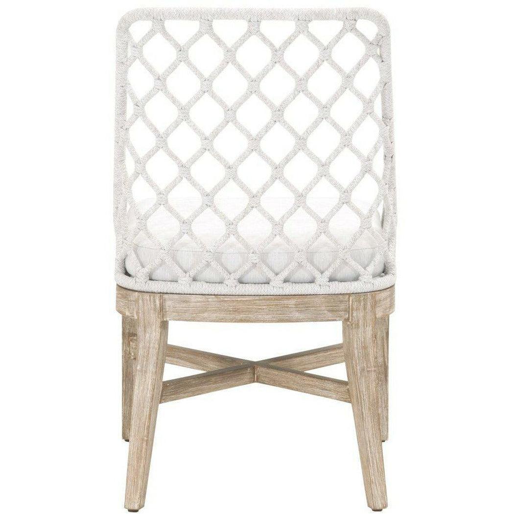 LOOMLAN Outdoor - Lattis Outdoor Dining Chair White Speckle Rope &amp; Seat Gray Teak - Outdoor Dining Chairs