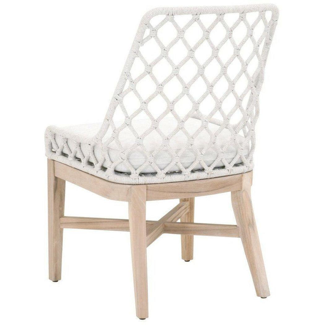 LOOMLAN Outdoor - Lattis Outdoor Dining Chair White Speckle Rope &amp; Seat Gray Teak - Outdoor Dining Chairs