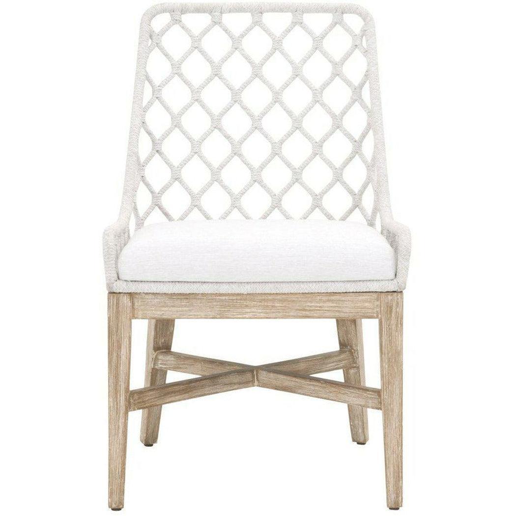 LOOMLAN Outdoor - Lattis Outdoor Dining Chair White Speckle Rope &amp; Seat Gray Teak - Outdoor Dining Chairs