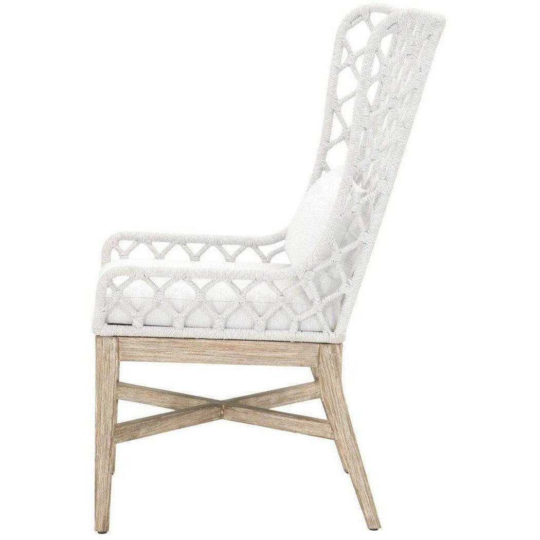 LOOMLAN Outdoor - Lattis Outdoor Wing Chair White Speckle Rope &amp; Seat Gray Teak - Outdoor Dining Chairs