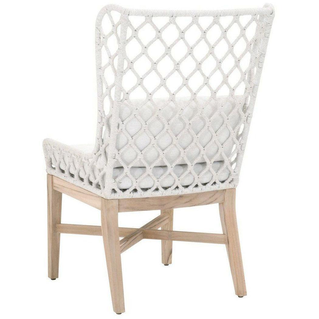 LOOMLAN Outdoor - Lattis Outdoor Wing Chair White Speckle Rope &amp; Seat Gray Teak - Outdoor Dining Chairs