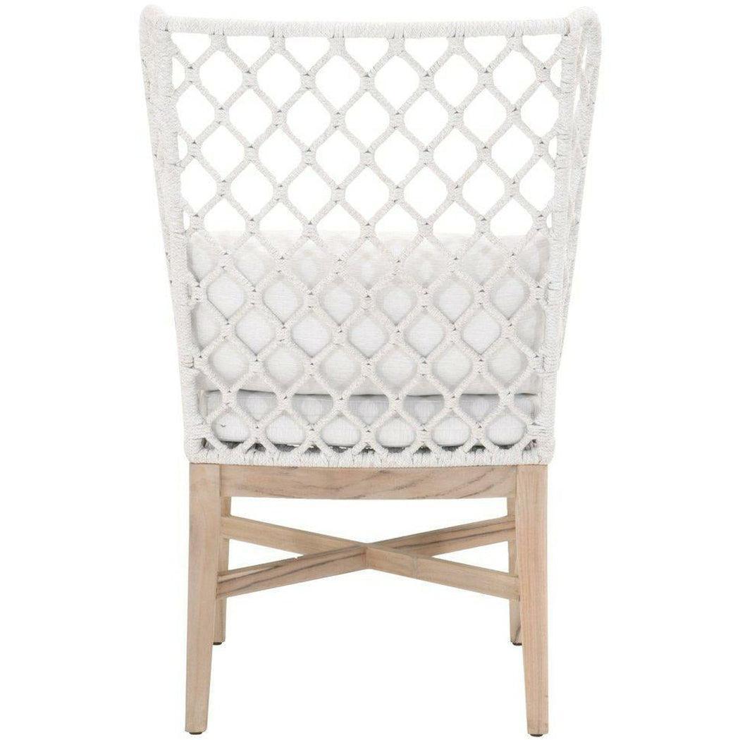 LOOMLAN Outdoor - Lattis Outdoor Wing Chair White Speckle Rope &amp; Seat Gray Teak - Outdoor Dining Chairs