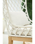 LOOMLAN Outdoor - Lattis Outdoor Wing Chair White Speckle Rope & Seat Gray Teak - Outdoor Dining Chairs