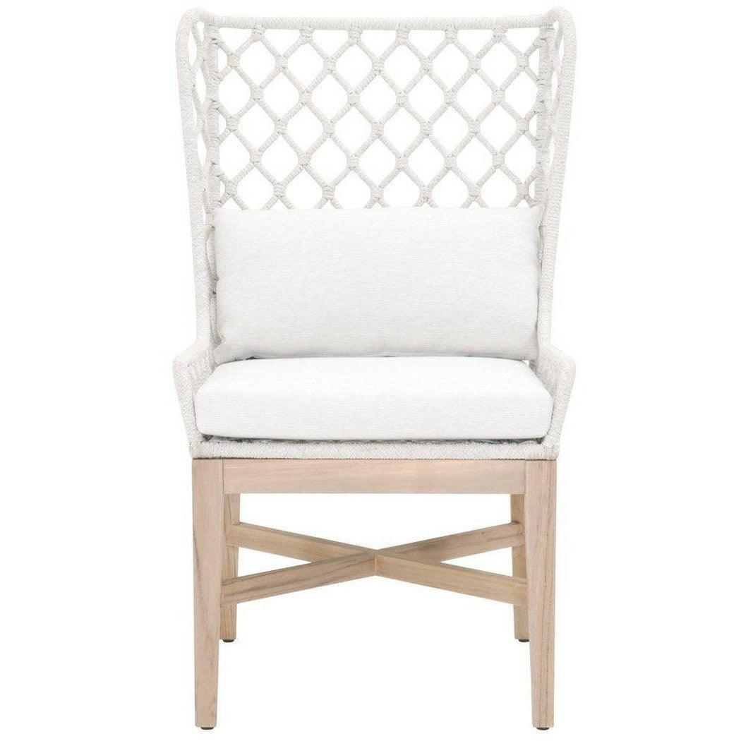 LOOMLAN Outdoor - Lattis Outdoor Wing Chair White Speckle Rope &amp; Seat Gray Teak - Outdoor Dining Chairs