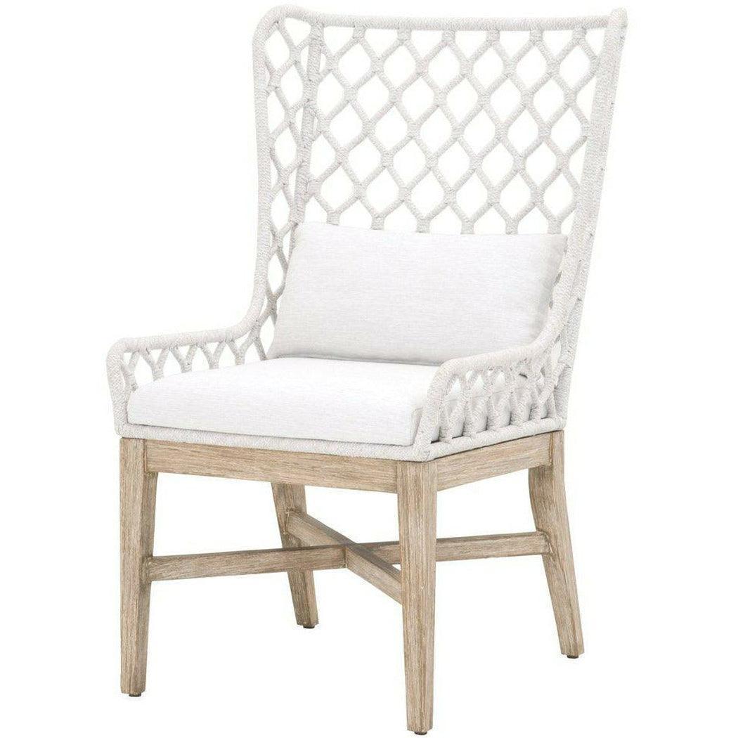 LOOMLAN Outdoor - Lattis Outdoor Wing Chair White Speckle Rope &amp; Seat Gray Teak - Outdoor Dining Chairs