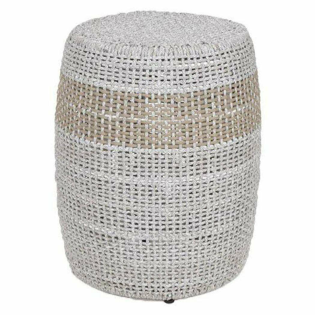 LOOMLAN Outdoor - Loom Accent Table Taupe &amp; White Flat Rope Taupe Stripe - Outdoor Stools