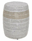 LOOMLAN Outdoor - Loom Accent Table Taupe & White Flat Rope Taupe Stripe - Outdoor Stools