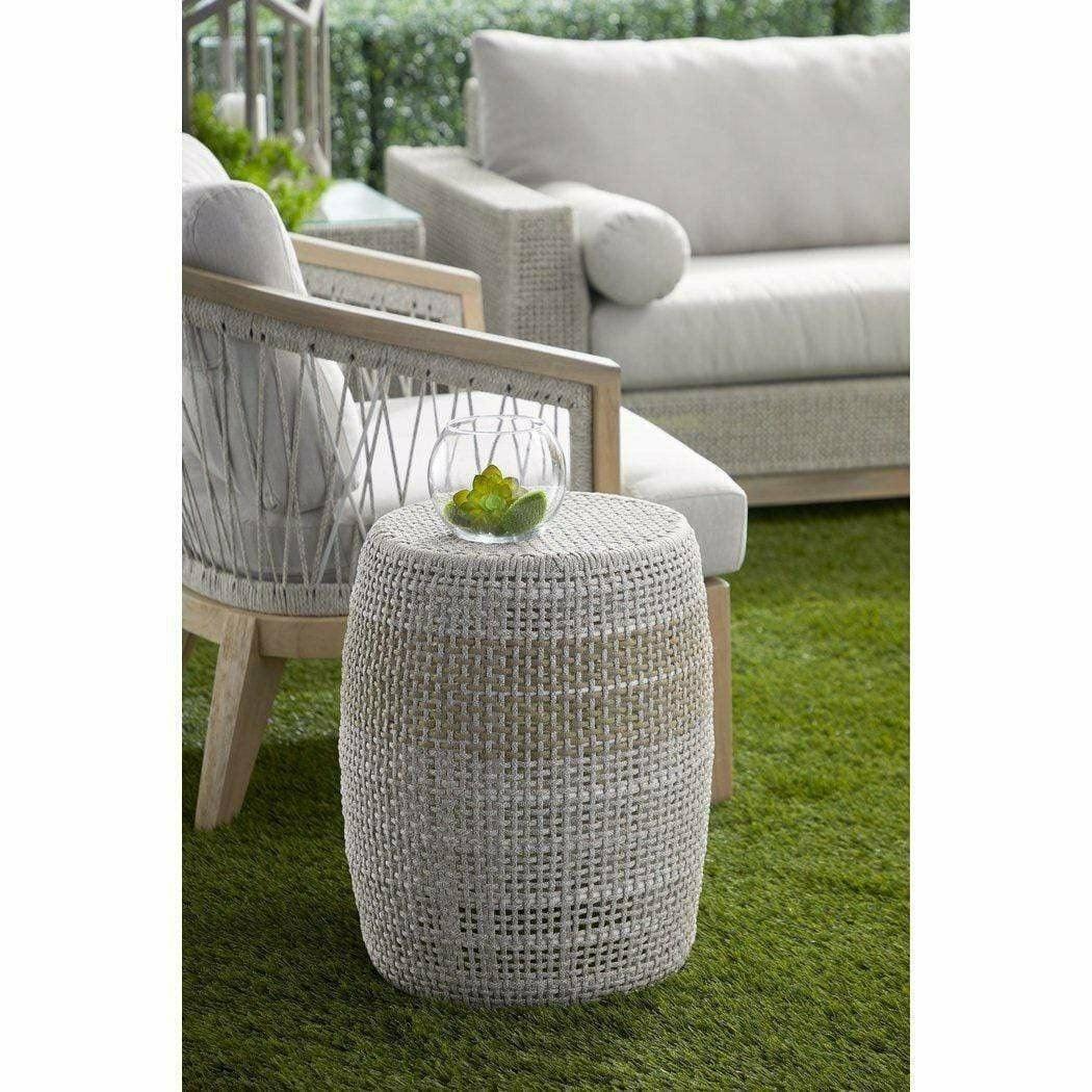 LOOMLAN Outdoor - Loom Accent Table Taupe &amp; White Flat Rope Taupe Stripe - Outdoor Stools