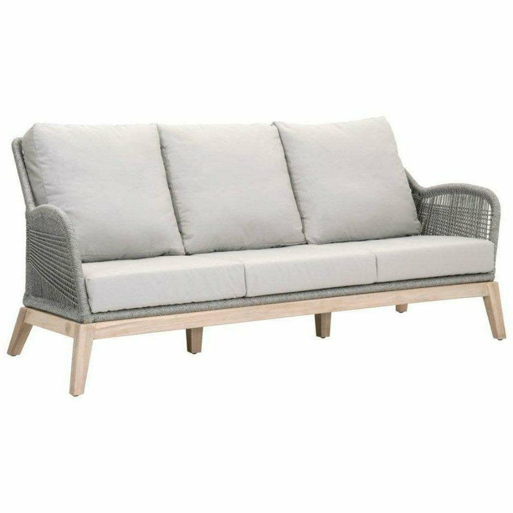 LOOMLAN Outdoor - Loom Outdoor 79" Sofa Platinum Rope Gray Teak Wood - Outdoor Sofas & Loveseats