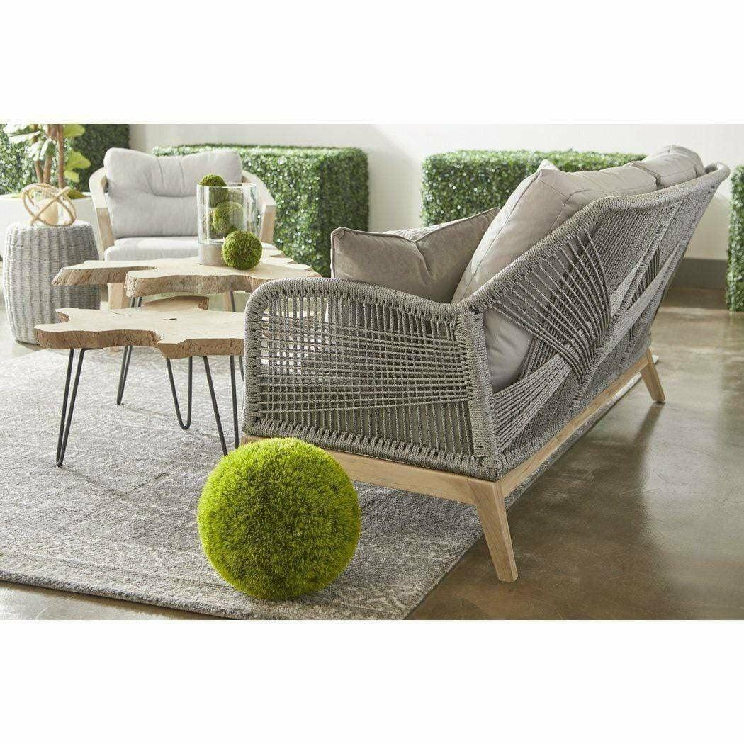 LOOMLAN Outdoor - Loom Outdoor 79" Sofa Platinum Rope Gray Teak Wood - Outdoor Sofas & Loveseats