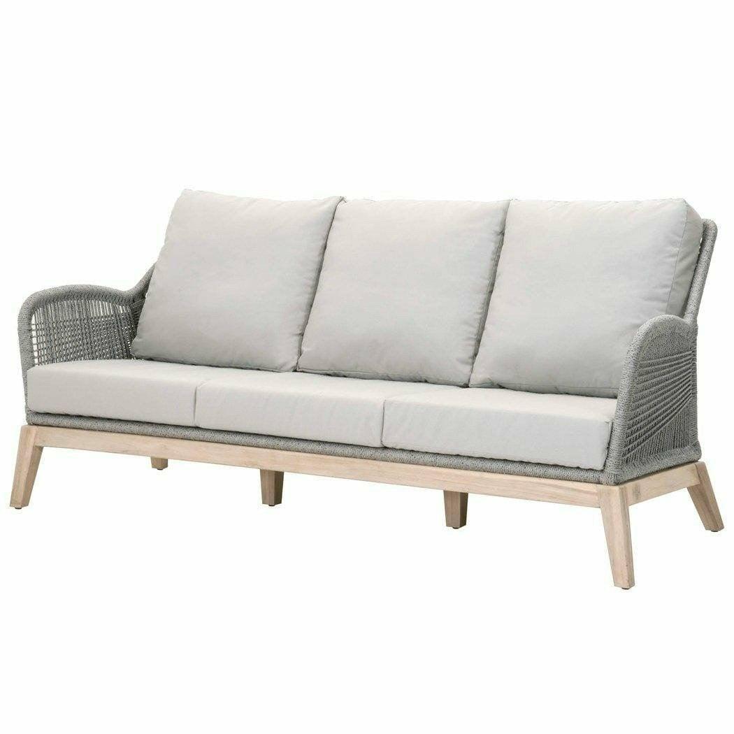 LOOMLAN Outdoor - Loom Outdoor 79" Sofa Platinum Rope Gray Teak Wood - Outdoor Sofas & Loveseats