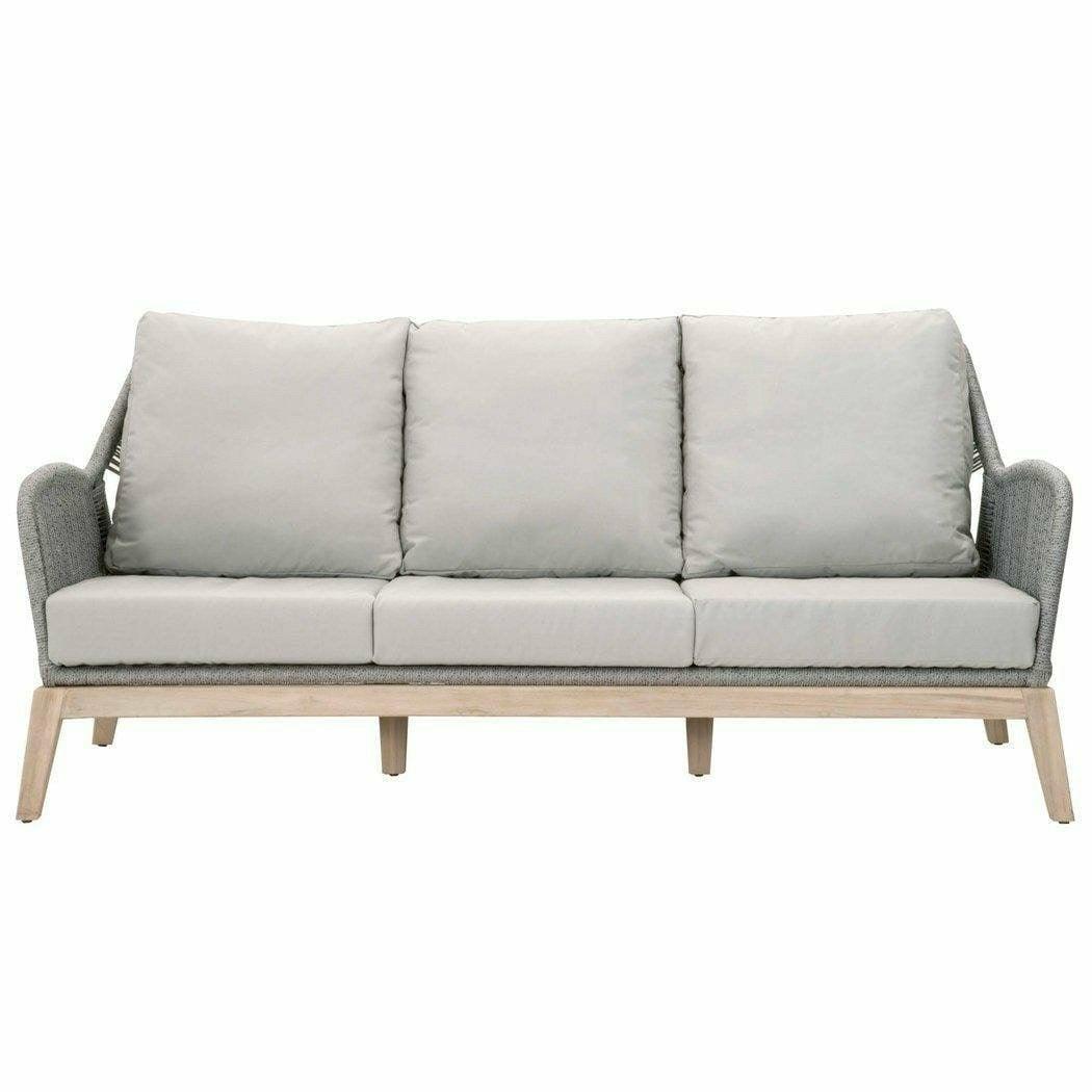 LOOMLAN Outdoor - Loom Outdoor 79" Sofa Platinum Rope Gray Teak Wood - Outdoor Sofas & Loveseats