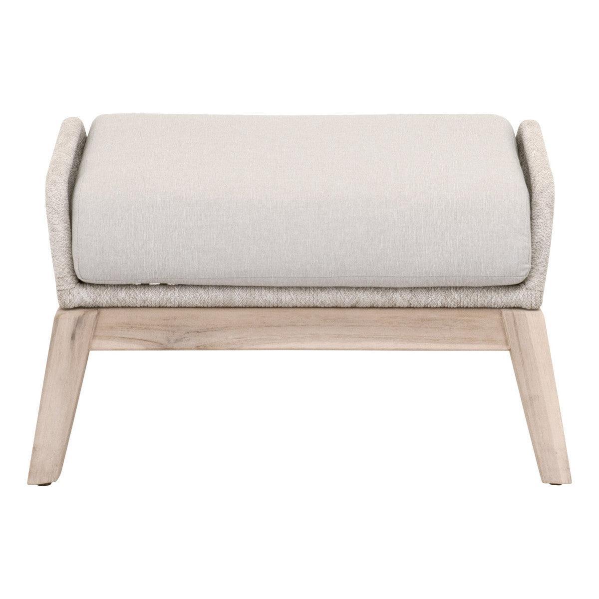 LOOMLAN Outdoor - Loom Outdoor Footstool Taupe Rope and Teak Wood Frame - Outdoor Ottomans