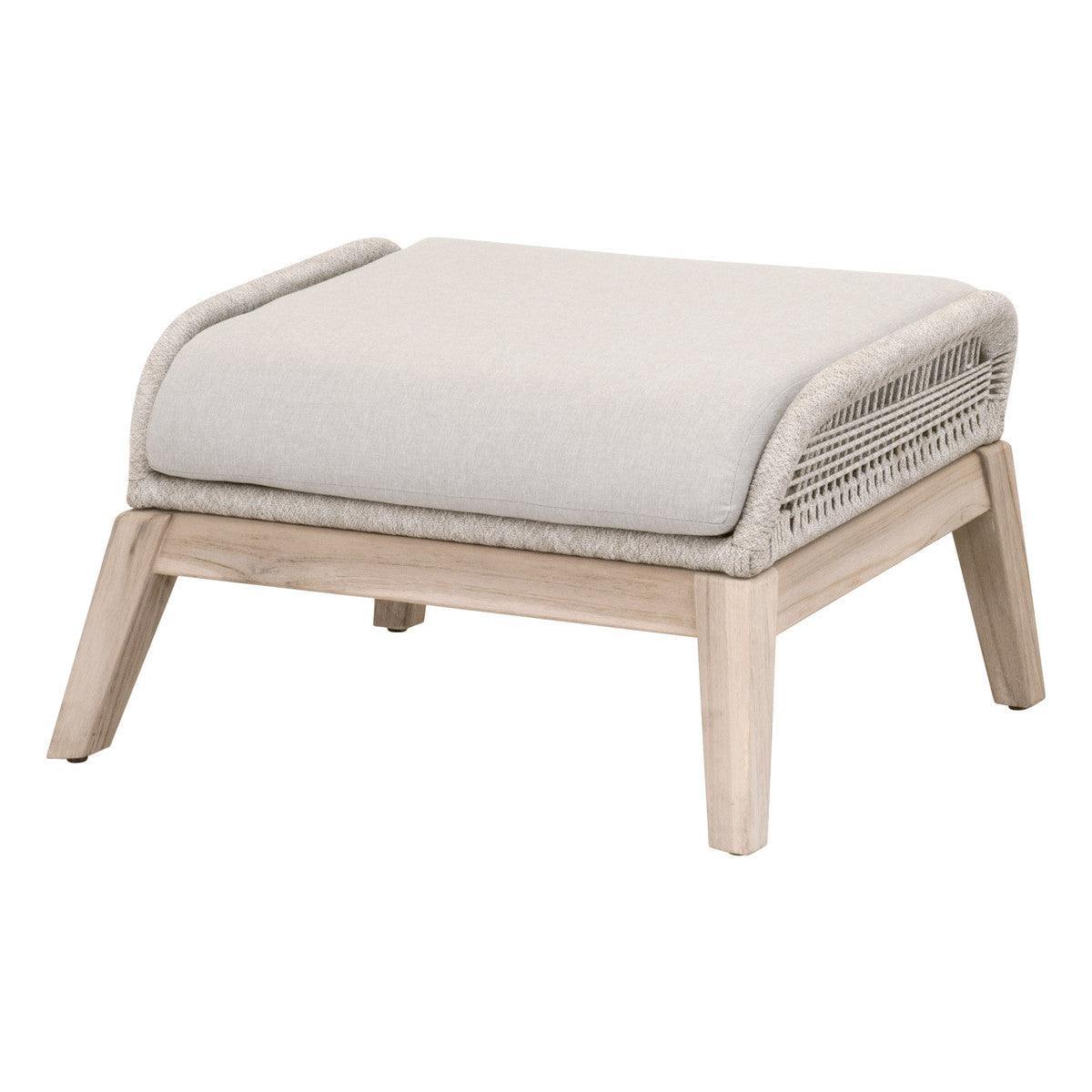 LOOMLAN Outdoor - Loom Outdoor Footstool Taupe Rope and Teak Wood Frame - Outdoor Ottomans