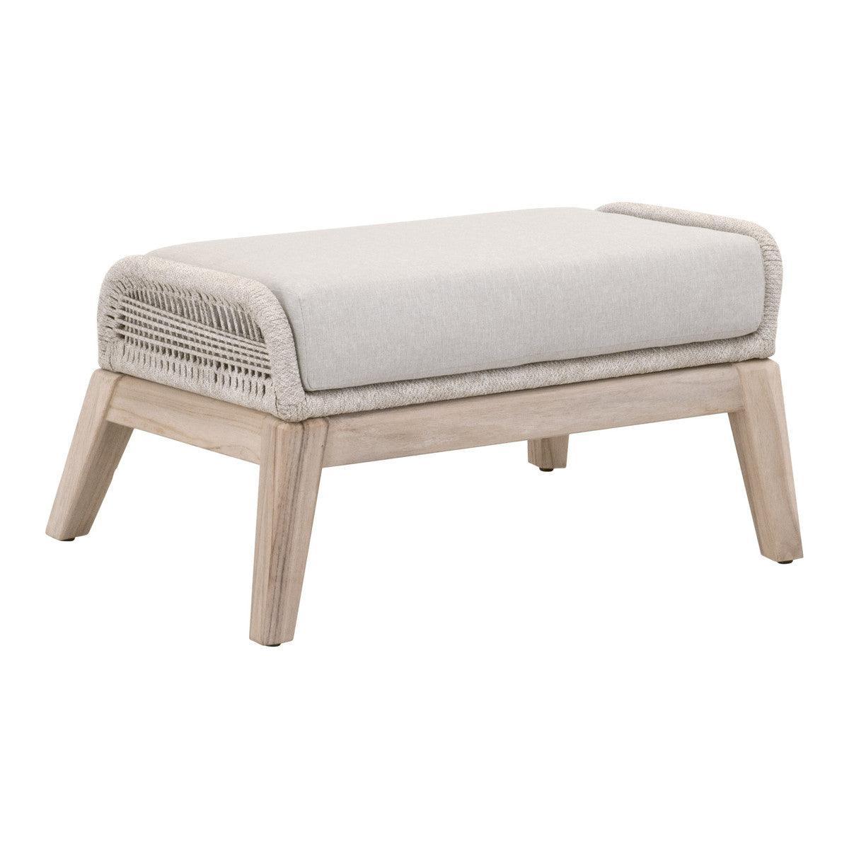 LOOMLAN Outdoor - Loom Outdoor Footstool Taupe Rope and Teak Wood Frame - Outdoor Ottomans