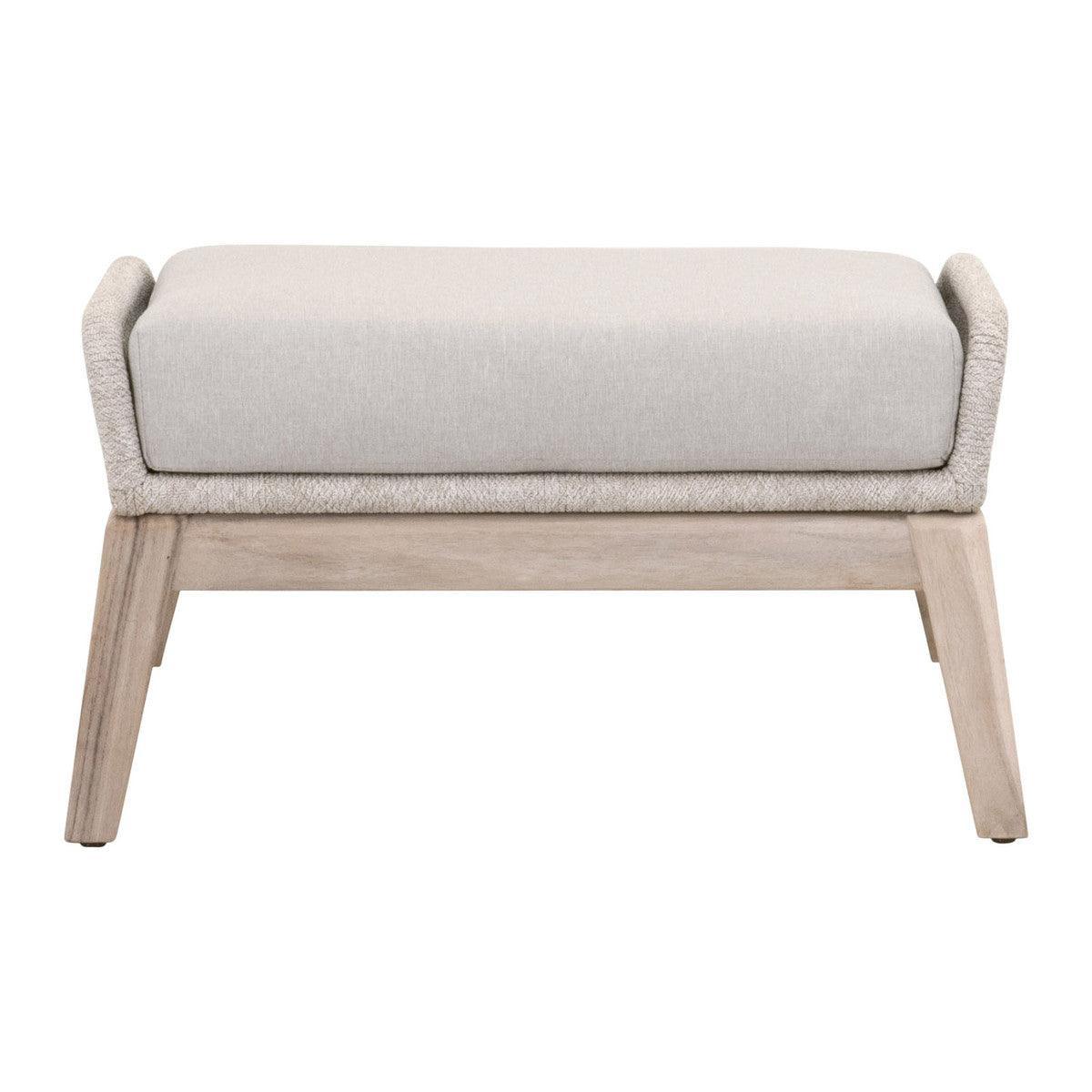 LOOMLAN Outdoor - Loom Outdoor Footstool Taupe Rope and Teak Wood Frame - Outdoor Ottomans