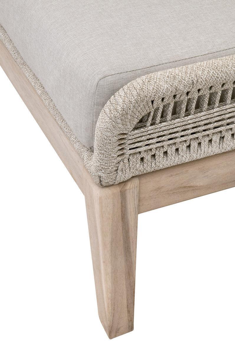 LOOMLAN Outdoor - Loom Outdoor Footstool Taupe Rope and Teak Wood Frame - Outdoor Ottomans