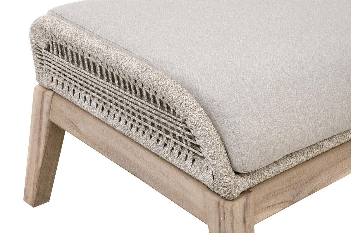 LOOMLAN Outdoor - Loom Outdoor Footstool Taupe Rope and Teak Wood Frame - Outdoor Ottomans