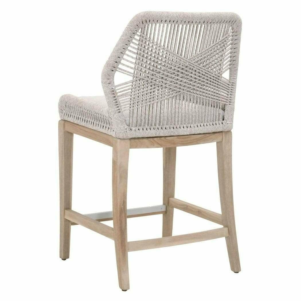 LOOMLAN Outdoor - Loom Outdoor Rope Counter Stool Taupe Flat Rope Teak Wood - Outdoor Counter Stools