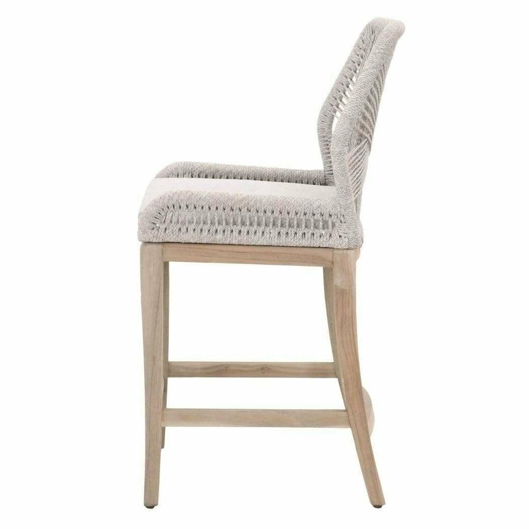 LOOMLAN Outdoor - Loom Outdoor Rope Counter Stool Taupe Flat Rope Teak Wood - Outdoor Counter Stools
