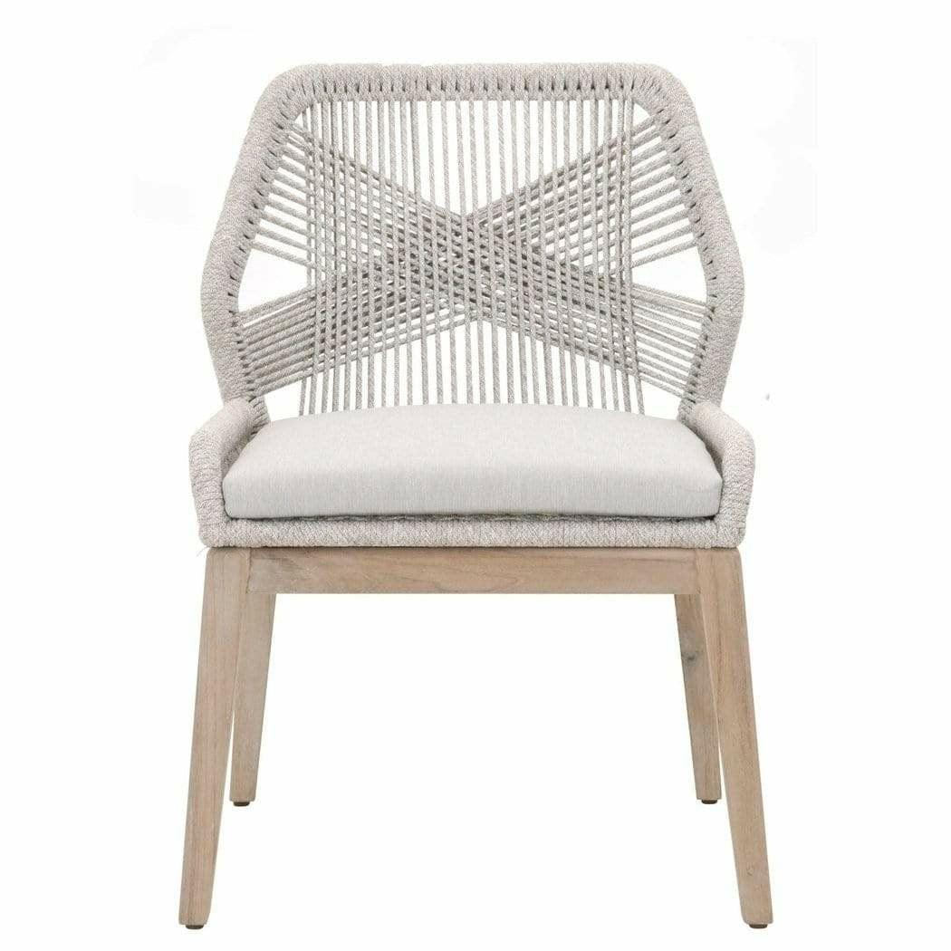 LOOMLAN Outdoor - Loom Outdoor Rope Dining Chair Set of 2 Taupe Rope and Teak - Outdoor Dining Chairs