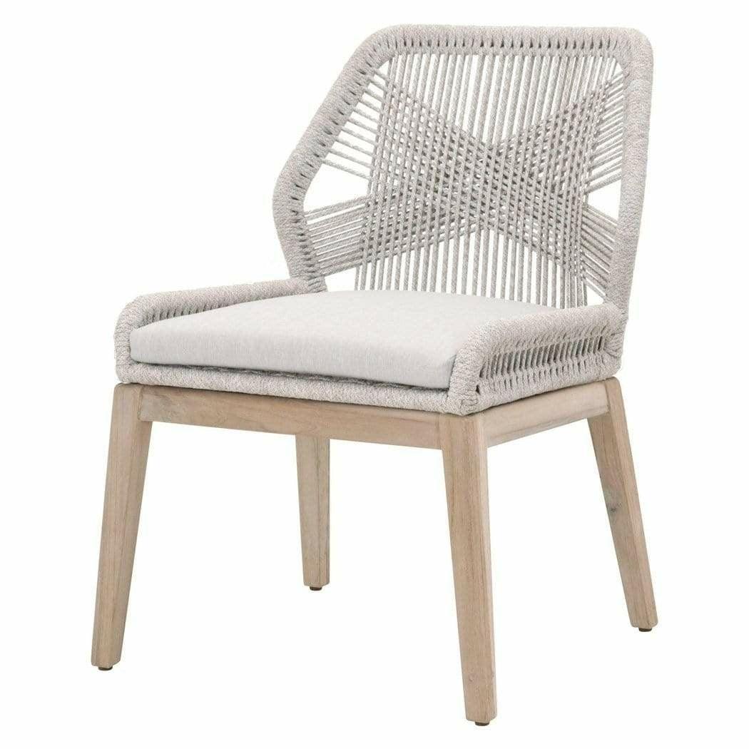 LOOMLAN Outdoor - Loom Outdoor Rope Dining Chair Set of 2 Taupe Rope and Teak - Outdoor Dining Chairs