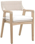 LOOMLAN Outdoor - Lucia Outdoor Arm Chair White Wicker and Teak - Outdoor Dining Chairs