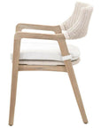 LOOMLAN Outdoor - Lucia Outdoor Arm Chair White Wicker and Teak - Outdoor Dining Chairs