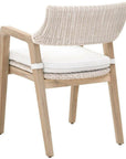 LOOMLAN Outdoor - Lucia Outdoor Arm Chair White Wicker and Teak - Outdoor Dining Chairs