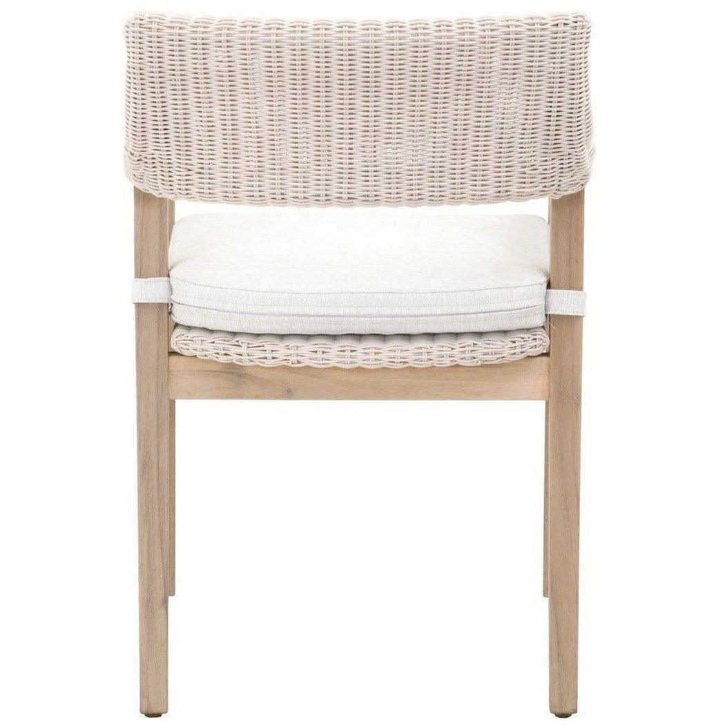 LOOMLAN Outdoor - Lucia Outdoor Arm Chair White Wicker and Teak - Outdoor Dining Chairs