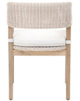 LOOMLAN Outdoor - Lucia Outdoor Arm Chair White Wicker and Teak - Outdoor Dining Chairs