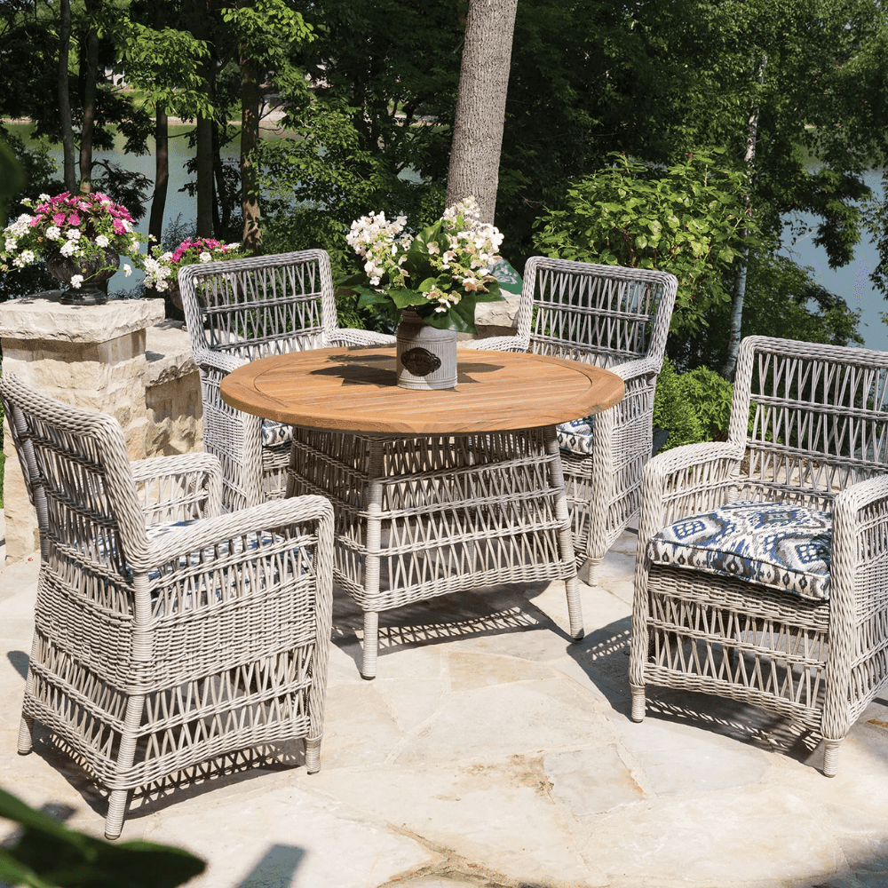 LOOMLAN Outdoor - Mackinac Patio Dining Armchair With Sunbrella Cushion Lloyd Flanders - Outdoor Dining Chairs