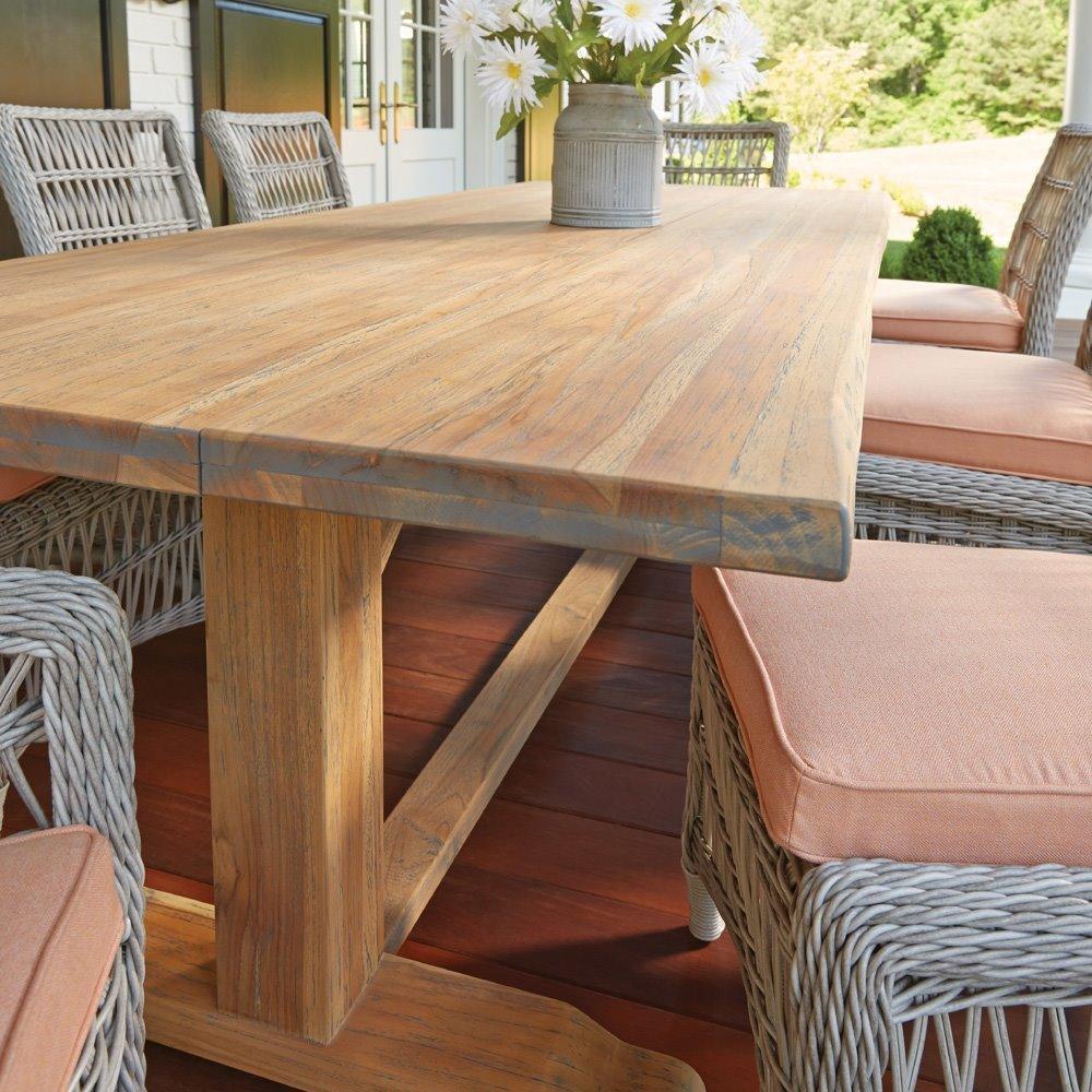 LOOMLAN Outdoor - Mackinac Teak Wood and Wicker Outdoor Furniture Dining Set for 8 - Outdoor Dining Sets