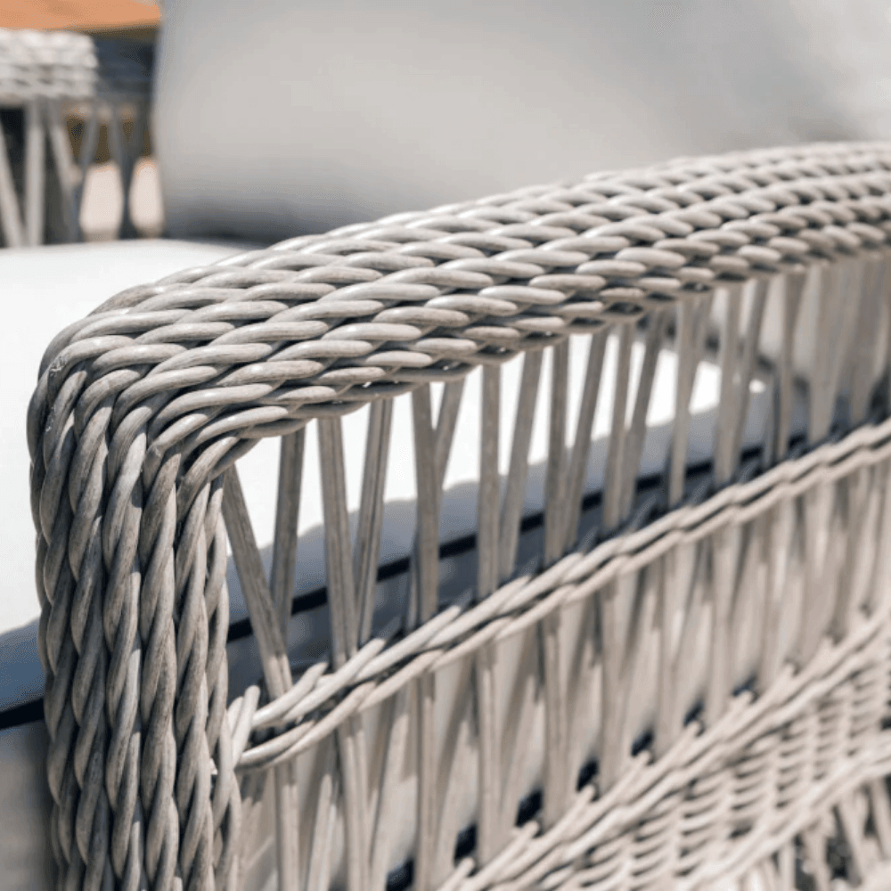 LOOMLAN Outdoor - Mackinac Teak Wood and Wicker Outdoor Furniture Dining Set for 8 - Outdoor Dining Sets