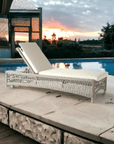 LOOMLAN Outdoor - Mackinac Wicker Outdoor Adjustable Chaise Lounge With Cushions - Outdoor Chaises