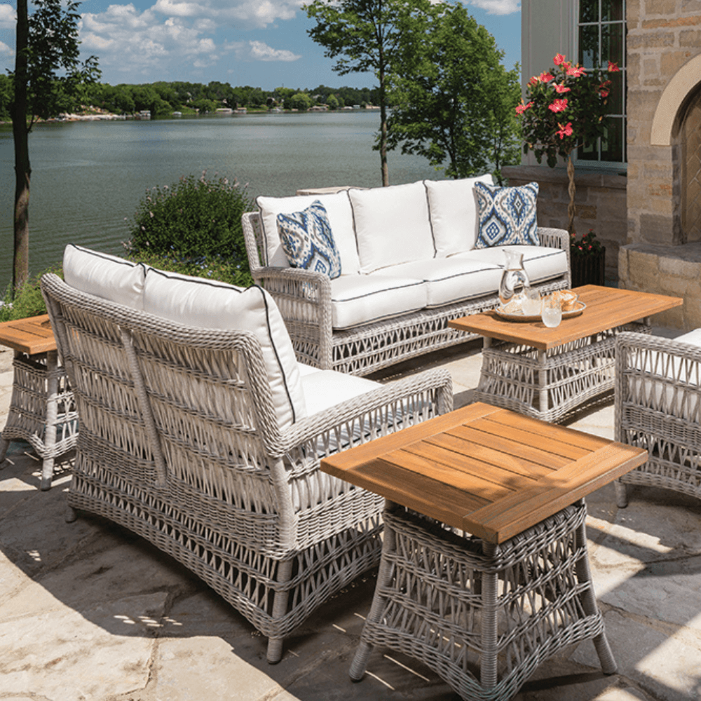 LOOMLAN Outdoor - Mackinac Wicker Outdoor All Weather Wicker Sofa With Cushions - Outdoor Sofas & Loveseats