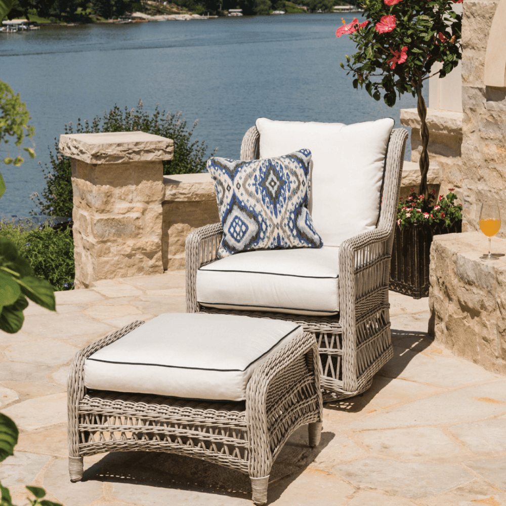 LOOMLAN Outdoor - Mackinac Wicker Outdoor Swivel Glider Lounge Chair - High Back - Outdoor Lounge Chairs