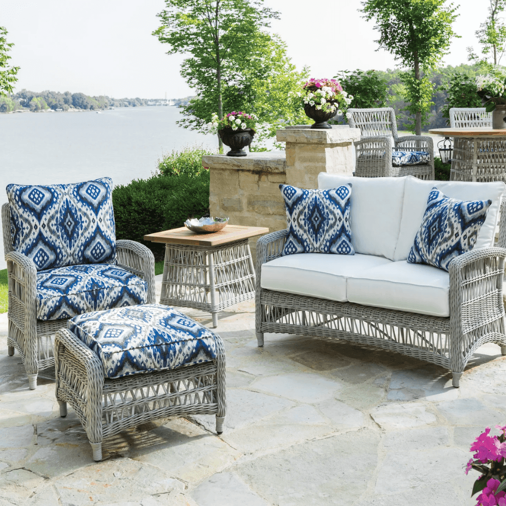 LOOMLAN Outdoor - Mackinac Wicker Outdoor Wicker Loveseat With Cushions Lloyd Flanders - Outdoor Sofas & Loveseats