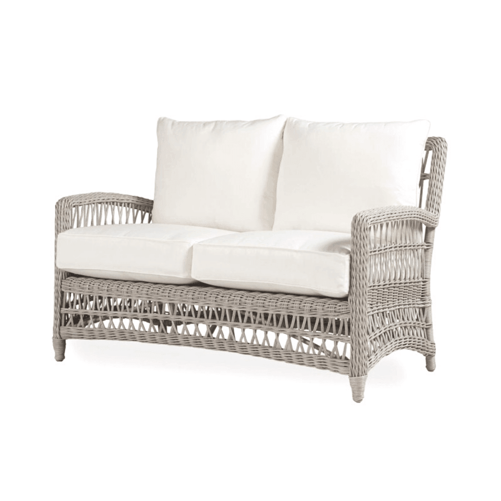 LOOMLAN Outdoor - Mackinac Wicker Outdoor Wicker Loveseat With Cushions Lloyd Flanders - Outdoor Sofas &amp; Loveseats