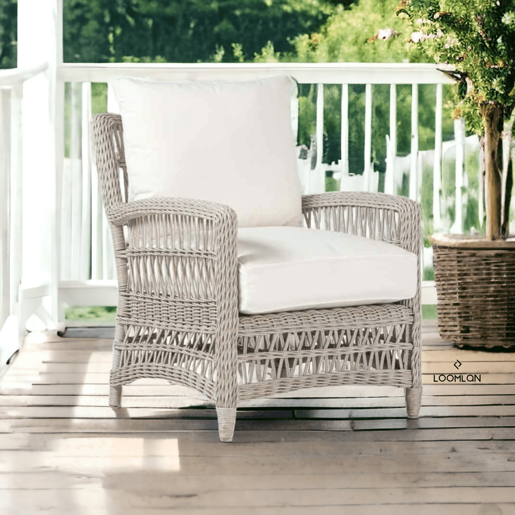 LOOMLAN Outdoor - Mackinac Wicker Patio Furniture Set Loveseat and Lounge Chair Set - Outdoor Lounge Sets