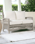 LOOMLAN Outdoor - Mackinac Wicker Patio Loveseat Swivel Chair and Table Set Lloyd Flanders - Outdoor Lounge Sets